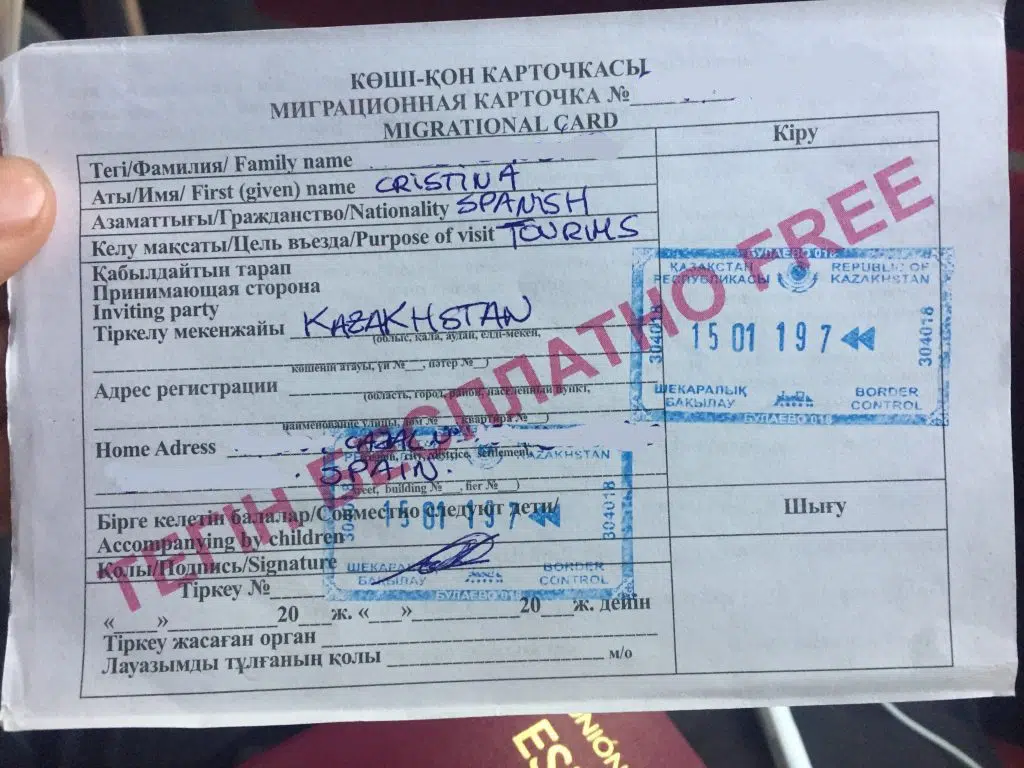 Sello visa Kazajistán