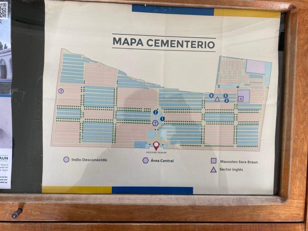 foto con mapa del cementerio punta arenas
