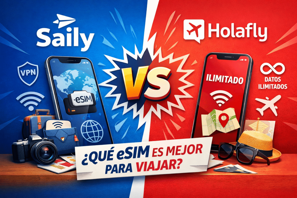 comparativa esim saily vs holafly para viajar con smartphone y conexión internacional